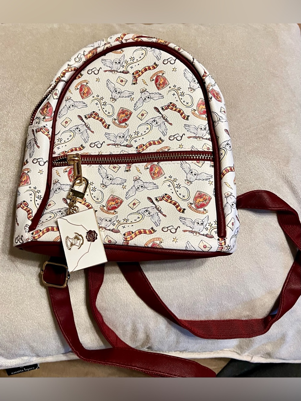 Harry Potter Gryffindor Mini Backpack Hogwarts Crest Front Zip Pocket - Picture 1 of 6